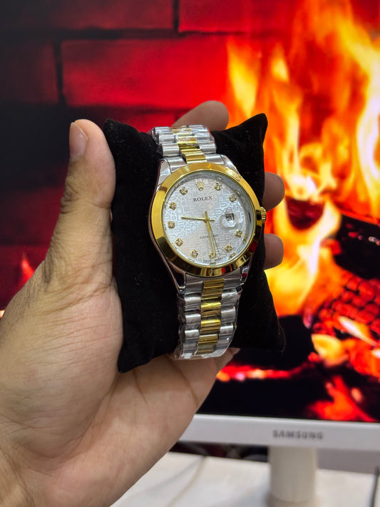 Rolex Two Tone white Printed Dial